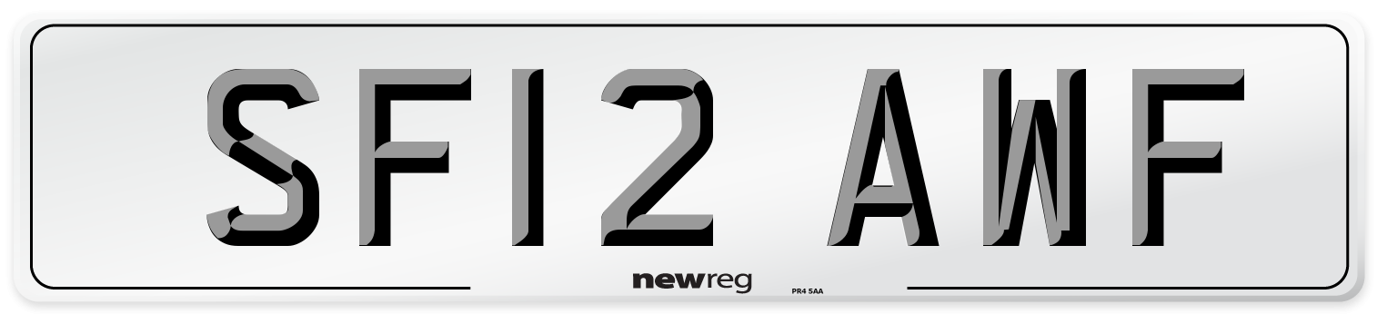 SF12 AWF Number Plate from New Reg
